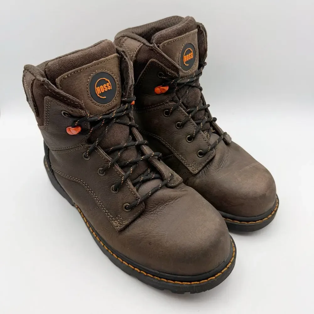 Big Hoss Mens Carson 6 in Work Boot US 7 XXW 6E Brown Composite Toe Leather NIB